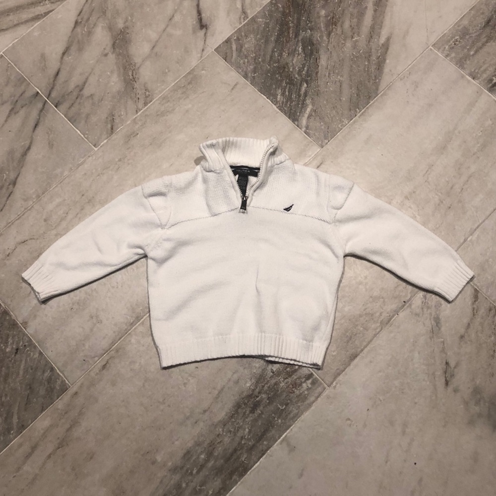 Nautica boys 1/4 zip-up white sweater. 3T